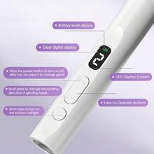 Cordless Electric Nail Drill With UV Lamp USB Rechargeable Manicure Pedicure Set With 6 Grinding Heads LED Lighted Electric Nail Polishing Machine Kit Nail Grinder Polisher Drill Bits For Epoxy Resin Gel Nails Curing Polishing Drilling Battery Capacity 180mAH - 白色 - 查看 7