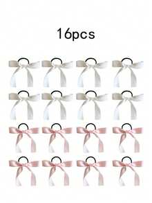 8/16pcs/Set Multifunctional Ribbon Hair Ties, Elegant Bowknot Hair Ties, Stylish Korean Ponytail Hair Accessories, Charming Princess Style Casual Hair Decor, Suitable For Women & Girls Daily Use, Gift & Photography Props ,Ponytail Holders ,Hair Elastics ,Hair Rubber Bands ,Scrunchies ,Hair Rope ,Gifts
