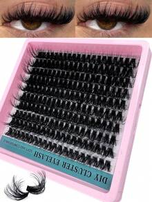 200pcs/180pcs/160pcs/140pcs/120pcs 8D Luxury Fluffy DIY Cluster Lashes - 14-20mm Mixed Length Eyelash Extension 0.07mm Russian D Curl Thick And Reusable Dramatic Lashes For Beginners Easy To Use - 10 Rows (60D/80D/100D/120D/160D/200D Variety Pack) - D - 查看 10