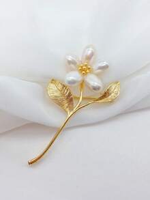 1 pièce Broche de perle, convenant pour le port quotidien des femmes, les fêtes, élégante, vintage, chic, minimaliste, , polyvalente, personnalisée, affinante, généreuse
