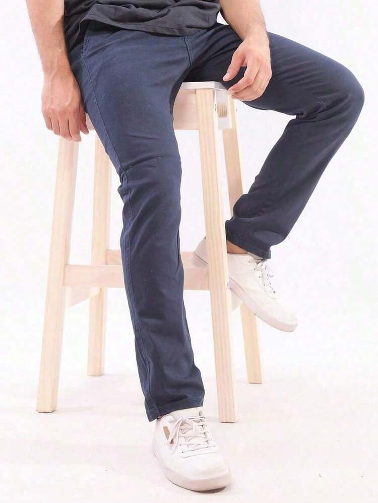 29 Men's Slim Fit Sport Slim Fit Twill Pants With Built-In Pocket, Knife Pocket, Lycra, High Durability And Comfort - Màu xanh hải quân - Xem 3
