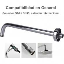 Brazo y soporte de acero inoxidable para ducha, brazo montado en la pared, fácil de instalar - 50 centímetros - Ver 9