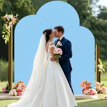 1pc Light Blue Wedding Arch Backdrop Cover - U-Shaped Elastic Semi-Circle Arch Cover, Solid Color Double-Sided Arch Stand Elastic Fiber Stretch Fabric Cover, Suitable For Birthday Party Ceremony Decoration, Wedding, Party Decor. (Arch Not Included, Fabric Background Only) - Baby Blue - View 10