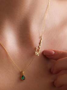 1pc Gold Silver Rose Gold Custom Name Necklace With Birthstone, Birthstone Necklace, Side Name Necklace Mother Necklace Holiday Gift For Her Christmas Gift Birthday Gift, Gift For Her - Multicolor 4 - View 3