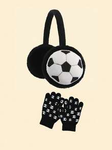 2pcs/Set Ear Warmers, Cute Football Design, Winter Ear Muffs For Girl, Kids, Girls - Multicolor - View 4