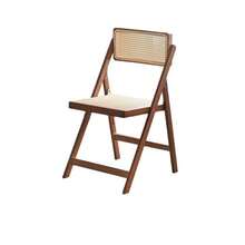 Scaun pliabil din ratan țesut - Scaun de masă cu spătar din bambus pentru interior/exterior (stil nordic din lemn natural, respirabil și multifuncțional) - Ghimbir - Vizualizare 6