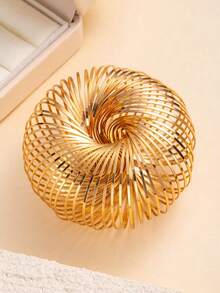 1pc Metal Geometric Circular Bracelet, Simple Personalized, Niche Temperament, High-End Texture, Handmade Accessory For Women