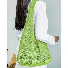 Crochet Mesh Beach Tote Shoulder Handbags Hobo Summer Aesthetic Women's Bag - Multicolor4 - View 4