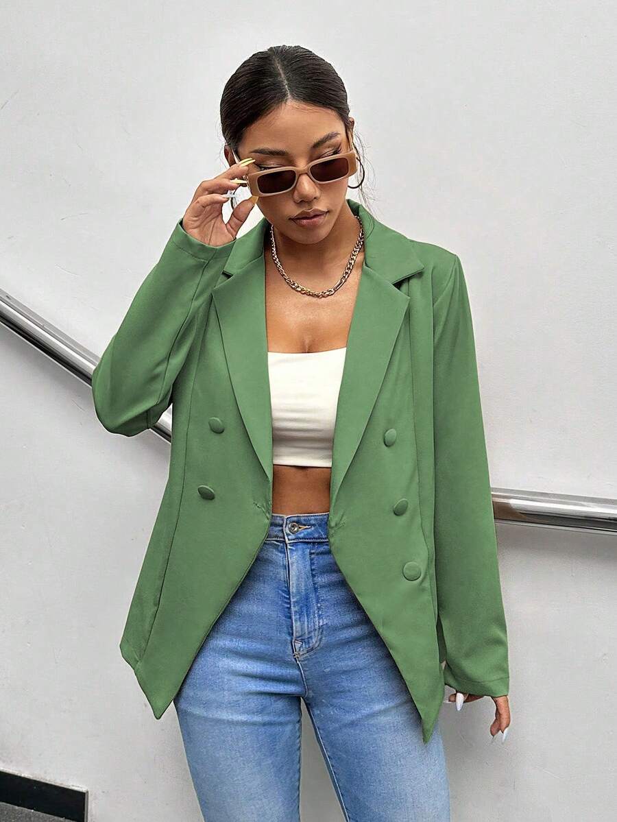 A&DD MODA, REF: 173 Women's Blazer Elegant Fitted Modern Social Formal Casual Sophisticated Tailoring Premium Fabric Versatile Comfortable Work Style Party Everyday Classic Perfect Cut Refined Look Contemporary Look Blogger Charming Quality Superior Finish ✨ - 綠色 - 查看 1