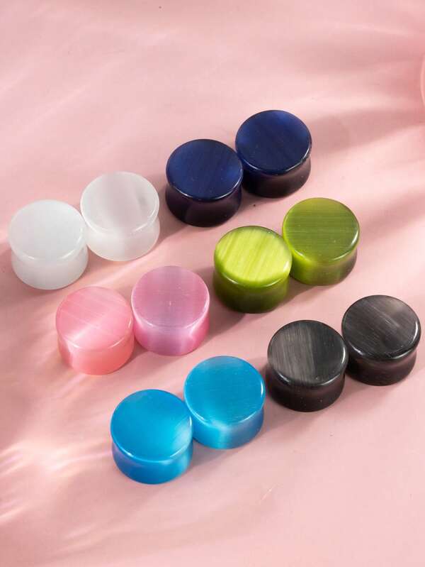 1 Coppia di Orecchini Plug di Moda Stile Rock con Pietra Occhio di Gatto in Vetro, Gioielli per il Corpo Unisex Adatti per Uso Quotidiano e Raduni