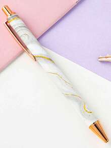 Pulpen Ballpoint Tombol Tekan Logam Marmer dengan Teks/Logo Kustom, Pola Cetak Transfer Panas, Pulpen Promosi Minimalis, Pulpen Membran Bunga Multi-Warna Kreatif, Dekorasi Kantor - MultiWarna - View 17