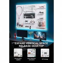 Pegboard Wall Organizer Kit – Heavy Duty 20lbs Load Bearing, Easy Installation, 4 Peg Board Panels 14 Accessories – Multi-Surface Use For Garage, Office, Kitchen & Crafts (White Pegboard,24″*24″) - 黑色,16″*10″ - 查看 5