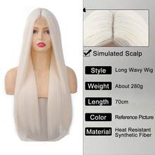 5*0.5 Synthetic Lace Front Wig Long Smooth Straight Edge Lace Front Wig Suitable For Women's Daily Party Use - Multicolor - View 7