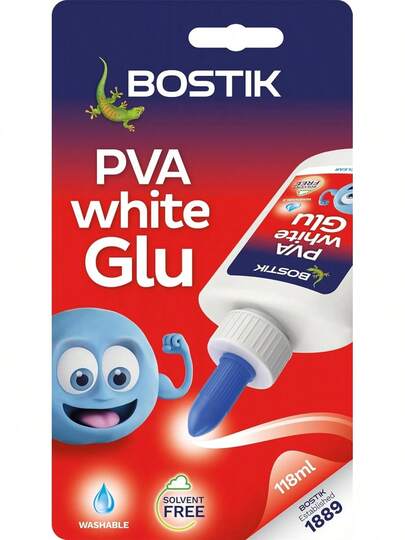 Bostik PVA Glue 118ml - Multi-Purpose Solvent-Free Glue - Dries Clear - UKCA & CE Approved - Ideal For Arts - Crafts - School & DIY Projects