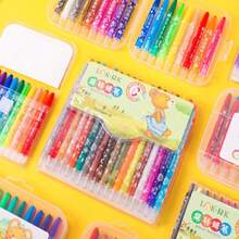 12/24 bút sáp màu Jumbo dễ thương, 12 màu/24 màu, bút sáp màu lớn, mịn, có thể giặt được, dùng để tô màu, vẽ - Nhiều màu - Xem 5