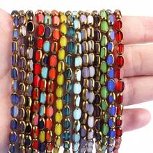 Approx. 45pcs Faceted Oval Crystal Beads With Golden Edge, 4x7mm, Multicolor, Fashion Casual Versatile, Red Color, Handmade DIY Beading, Spacer Beads For Bracelet Necklace Jewelry Making, Wholesale Craft Supplies