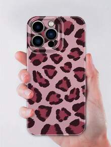 1 pieza Funda de teléfono con estampado de leopardo rosa minimalista y artístico compatible con iPhone 17/17Promax/16Promax/16/15/14/13/11Promax/12Pro, funda protectora de lujo y de moda, diseño unisex