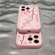 Cherry Blossom Branch Pattern Design, Pink Cute Mobile Phone Case, Suitable For IPhone16 15 14 13 12 11, Pro Max Plus Mini X Xsman And Galaxy S25/S25Plus/S25Ultra/S24/S24Ultra/S24FE/S23/S23Ultra/S22/S22Ultra And Other  Mobile Phones - Hồng - Xem 2