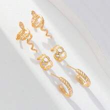 3-Piece Snake Chain Ear Cuff Set, No-Piercing Ear Climber Jewelry With Hollow Design,  C-Shaped Clip-On Earrings For Women, Bohemian Statement Ear Accessories
