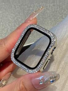 2 Packs Bling Case Crystal Rhinestone Protector Bumper With Screen Protector Compatible With Apple Watch Cover For Series Ultra/SE/11/10/9/8/7/6/5/4/3/2/1, Compatible For Apple Watch Case 38/40/41/42/44/45/46/49mm, Protective Face Cover Sparkling, Silver+Starlight Color