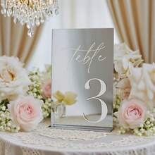 Wedding Table Number C Position! Gold/Silver Mirror Acrylic Material With Stand, Numbered 1-40 Available, Helps Guests Quickly Find Seats, Witness The Romance And Thoughtfulness Of The Wedding With Exquisite Table Numbers, Luxurious Feel, Serves As Seating Guide And Adds Upscale Ambiance To The Wedding Venue - Multicolor - View 9