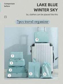 6/7/8/9pcs Travel Packing Cubes, Luggage Organizer Bags, Laundry Bag, Shoe Bag, Multi-Function Compression Packing Cubes, Lightweight Travel Luggage Organizer, Washable Nylon Material, Suitable For Students, Teachers, Travelers