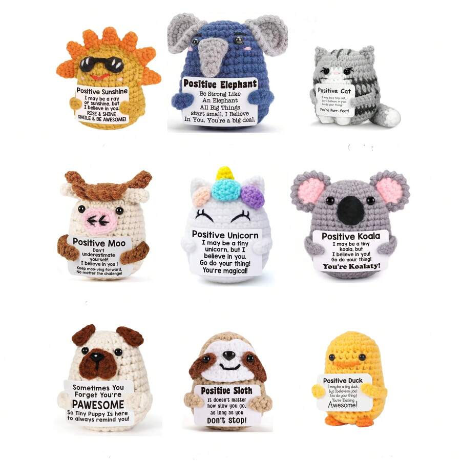 1pc Cute Hand-Woven Funny Crochet Hanging Decorative Doll Decorative Belt Card, Including Sun Dolls, Elephants, Kittens, Cows, Unicorns, Koalas, Pugs, Sloths, Ducklings, Bedrooms, Offices - Multicolor - View 1