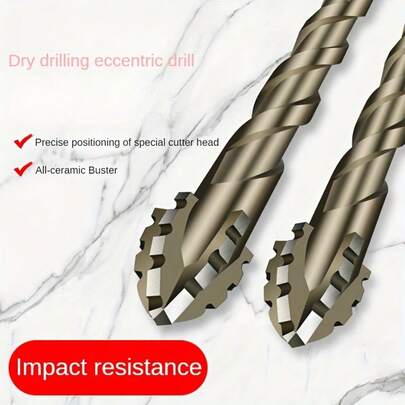 [High Efficiency | Wear Resistant] 4pcs High Efficiency Wear Resistant Carbide Drill Bits | Four-Blade Sawtooth Eccentric Drill Bits | Suitable For Dry Drilling Of Tiles, Ceramics, Glass, Marble, Concrete And Stainless Steel Alloy