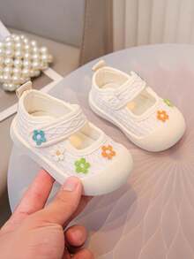 Zapatos de lona con estampado floral para niñas pequeñas, nuevos tenis de suela blanda, transpirables y antideslizantes para primavera/otoño