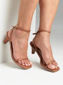 Women's Thin Heels, Delicate Basic Sandal, Medium Heel - 駝色 - 查看 1