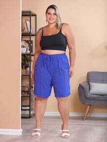 2-Piece Women's Bermuda Shorts Plus Size Duna Fabric Comfortable Fashion Kit - Varias Cores - 查看 7