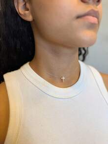 Nylon String Necklace With 18k Gold Plated Cross Pendant – Faith And Elegance - 金色 - 查看 4