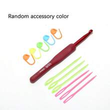 9pcs Crochet Hook Set, Red Crochet Hooks With Soft Grip Handles, Suitable For Beginners And Professionals, Includes Yarn, Knitting Needles, Etc. - Perfect For DIY Crafts, Knitting And Sewing Projects 2.0/2.5/3.0/3.5/4.0/4.5/5.0/5.5/6.0