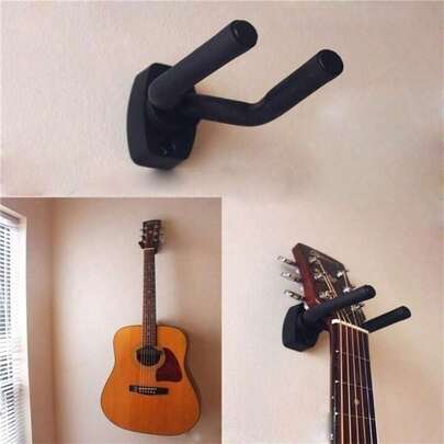 1 Piece Stylish Black Guitar Wall Mount - Space-Saving Original Sound And Bass Mount, Easy To Install, Durable ABS Material To Ergonomically Design To Firmly Display All Sizes Of Guitars, Guitar Storage Solutions |   Minimalist Guitar Rack |   Durable ABS Resin, Guitar Accessories