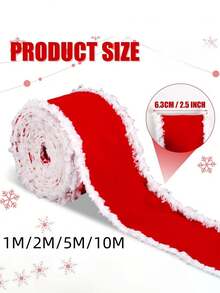 1PC 196-Inch Christmas Red And White Fringed Decorative Ribbon, Christmas Tree Decoration, Gift Packaging Accessory Dow, DIY Christmas Gift Packaging Ribbon, Red And White Fringed Bow Pendant Decor Suitable For Christmas Decor, Door Hanging Decor, Living Room And Bedroom Room Decor, Outdoor Courtyard, Christmas Gifts, Gift-Giving Christmas Decorations Winter