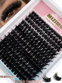 240pcs/216pcs/192pcs/168pcs/144pcs 8D Luxury Fluffy DIY Cluster Lashes - 10-20mm Mixed Length Eyelash Extension 0.07mm Russian D Curl Thick & Reusable Dramatic Lashes Easy For Beginners - 12 Rows 60D/80D/100D/120D/160D/200D Diverse Pack - D - 查看 14