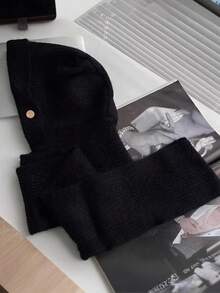 Women's Fashion Versatile Balaclava Hat, Knitted Hat Scarf Set, Autumn/Winter Outdoor Ear Warmer Beanie Autumn Decor