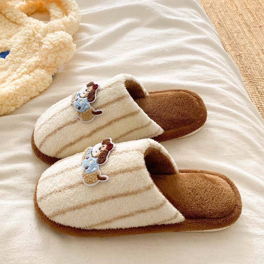 Niedliche Plüsch-Schleifen-Hausschuhe, warme Damen-Hausschuhe für Zuhause, rosa flache Schuhe, Hausschuhe, Winterschuhe, Damen-Flachschuhe, Halloween-Hausschuhe, Weihnachts-Hausschuhe