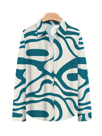 大码女式圣诞休闲印花纽扣长袖衬衫长裤套装，秋季