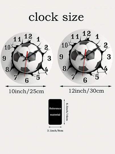 1pc Stylish Silent Soccer Ball Wand Klok Round Wooden Quartz Movement, Ideal Bedroom, Living Room, Office, Kitchen, Bathroom Battery Operated (AA Not Included), Kitchen Clock|Modern Item view 6
