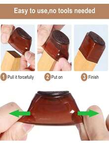 4/8/16/24 件椅腿地板保护垫，硬木地板家具垫，椅腿家具滑块，硅胶椅腿盖，防止地板刮伤并减少噪音，适用于厨房、客厅、卧室（深棕色） - 深棕色-1 - 查看 3