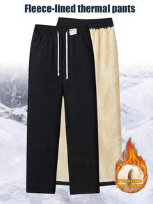 Women'S Thermal Lined Thick Warm Straight Leg Sweatpants, Casual Winter Sports Pants, Suitable For Cold Weather Tights