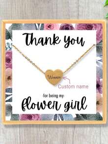 Colar de Dama de Honra para Casamento, Joias Personalizadas de Dama de Honra, Presente de Agradecimento para Dama de Honra, Colar com Nome em Formato de Coração, Colar de Proposta Personalizado - Multicolorido - Visão 3