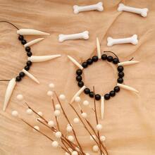 Fumwase 6 Pcs Cave Women Costume Accessories Set With Faux Bone Hair Clip Bone Necklace Bracelet For Adult Halloween Cosplay - như hình ảnh - Xem 4