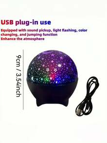 1pc Starry Night USB Star And Moon Projector, LED Galaxy Lamp For Bedroom, Office, Hotel, Restaurant, Party, Halloween, Christmas Decoration - No Battery Required