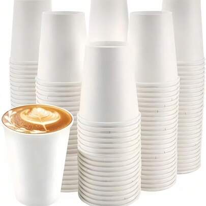 50/100 pièces Tasses en papier épais blanches pour restaurant et usage domestique, 7oz Gobelets jetables pour boissons chaudes et froides - Parfait pour les rassemblements, Gobelets en papier jetables à double paroi isolés pour café/thé au lait, festivals, fêtes, fêtes de Noël, événements et petites entreprises