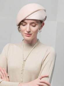 HIMESPORT Winter Women's Lady Wool Felt Beret Hat With Bowknot For Wedding Formal Church Tea Party Cocktail Fascinator Hats