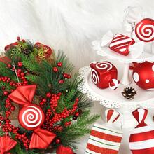 1 pezzo Set di ornamenti natalizi rossi e bianchi a forma di caramella: perfetto per Natale, Ognissanti, Capodanno e decorazioni festive in generale - Stile appeso, Materiale in plastica, Ornamento a forma di caramella, Accessorio fotografico, Decorazione per albero di Natale, Ornamento appeso, Ornamento appeso per scenografia