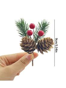 Christmas Floral Picks, Artificial Christmas Picks , Pine Cone Holly Berry Stems For Crafts, Artificial Christmas Picks And Sprays, Red Berry Branches Greenery For Christmas Home Decor, Garland, Wreath ,Christmas Decorations Room Decor