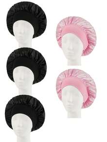 1 pieza/2 piezas/3 piezas Gorro de satén de borde ancho y alta elasticidad para mujeres, belleza, cuidado del cabello, posparto, quimioterapia